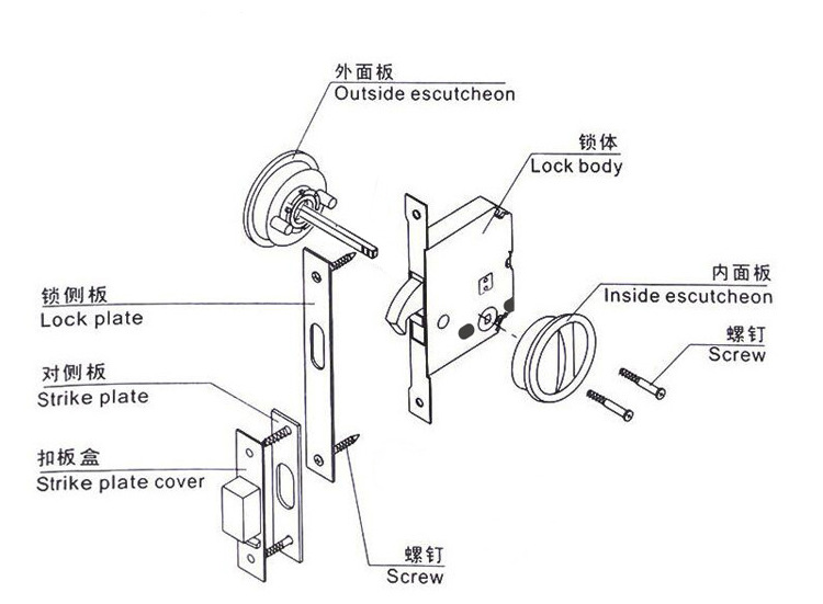 樂朗五金RSL-610BK 室內移門擰手鎖